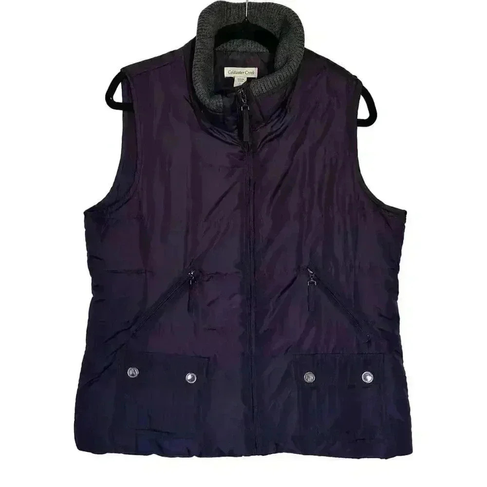 Coldwater Creek Women’s Purple Puffer Full-Zip Vest Size Large